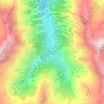 Granges du Moudang topographic map, elevation, terrain