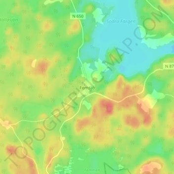 Femsjö topographic map, elevation, terrain