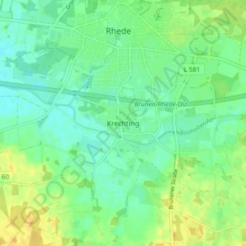 Krechting topographic map, elevation, terrain