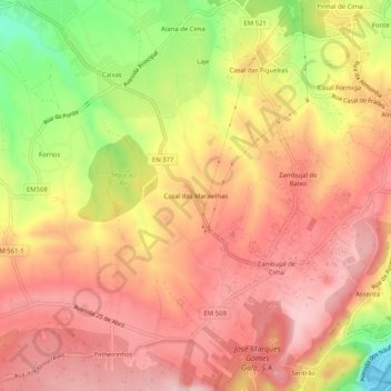 Casal das Maravilhas topographic map, elevation, terrain