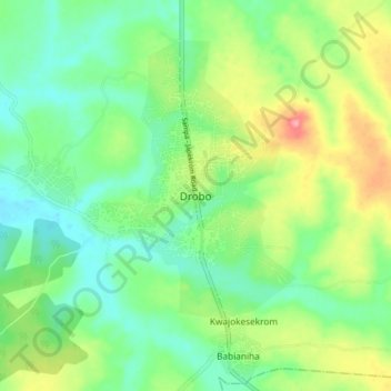 Drobo topographic map, elevation, terrain