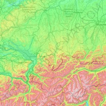 Allgäu topographic map, elevation, terrain