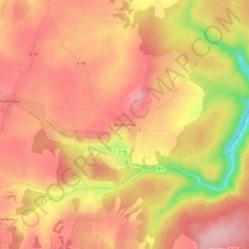 Bordes-Pillot topographic map, elevation, terrain