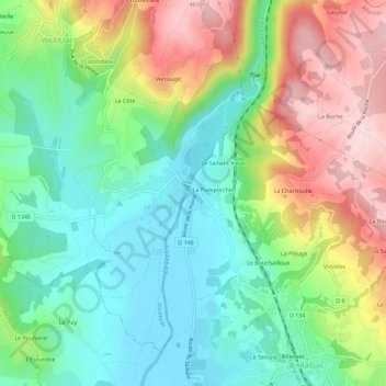 Le Saillant topographic map, elevation, terrain