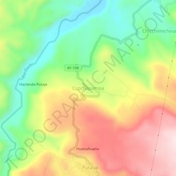 Ccochapampa topographic map, elevation, terrain