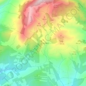 Campo Humano topographic map, elevation, terrain