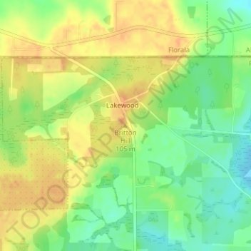Britton Hill topographic map, elevation, terrain