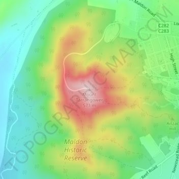 Mount Tarrangower topographic map, elevation, terrain
