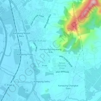 Kampung Permatang Ara topographic map, elevation, terrain