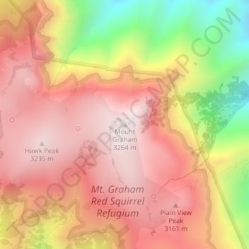 Mount Graham topographic map, elevation, terrain
