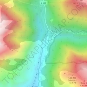 la Molina topographic map, elevation, terrain