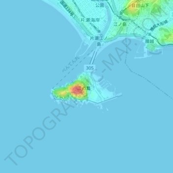 江の島 topographic map, elevation, terrain