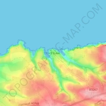 Port Isaac topographic map, elevation, terrain