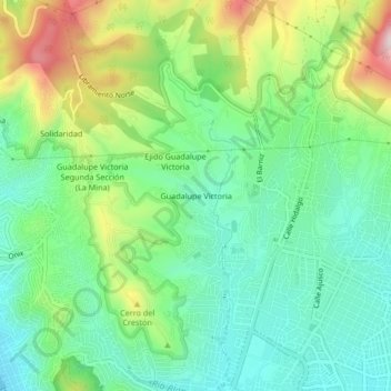 Guadalupe Victoria topographic map, elevation, terrain