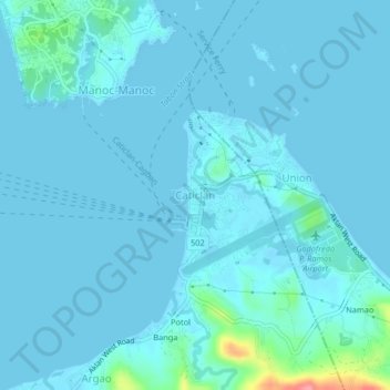 Caticlan topographic map, elevation, terrain