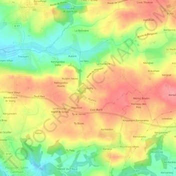 Le Guilly topographic map, elevation, terrain