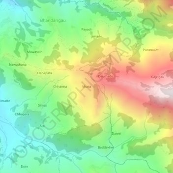 Muna topographic map, elevation, terrain