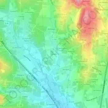 Mouhy topographic map, elevation, terrain