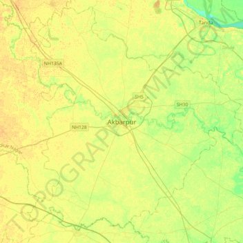 Akbarpur topographic map, elevation, terrain