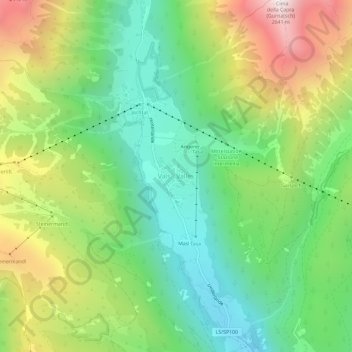 Vals topographic map, elevation, terrain