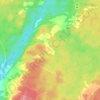Löckna topographic map, elevation, terrain