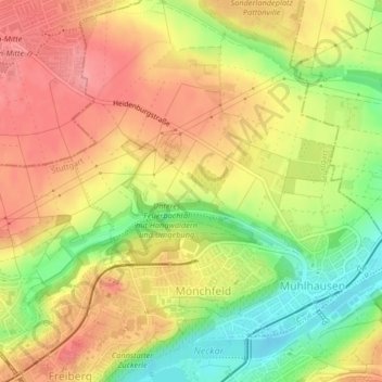 Bachhalde topographic map, elevation, terrain