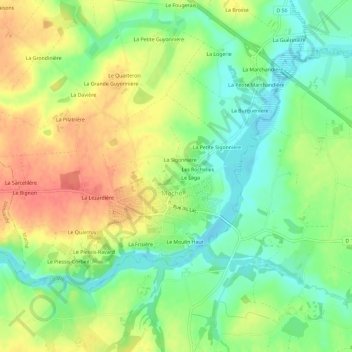 La Rétière topographic map, elevation, terrain
