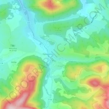 Balejon topographic map, elevation, terrain