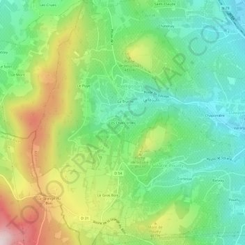 Les Chancerons topographic map, elevation, terrain