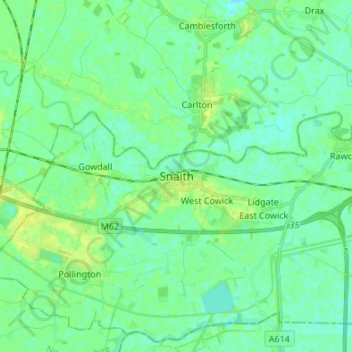 Snaith topographic map, elevation, terrain