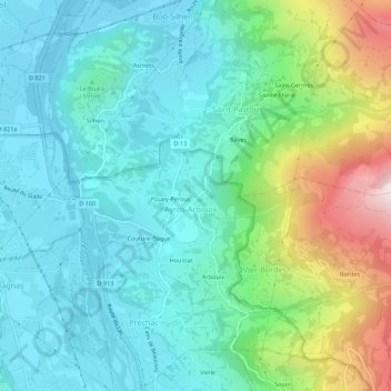 Ayros topographic map, elevation, terrain