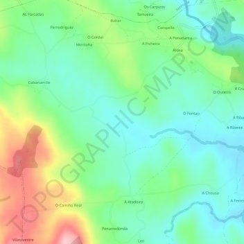Belesar topographic map, elevation, terrain