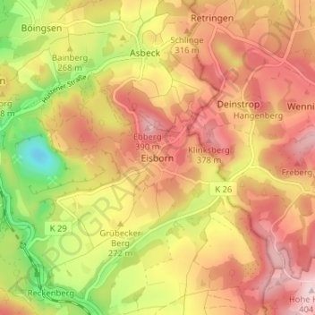 Eisborn topographic map, elevation, terrain