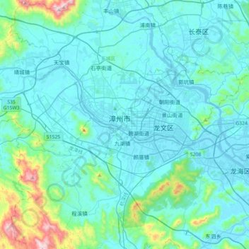 Zhangzhou topographic map, elevation, terrain