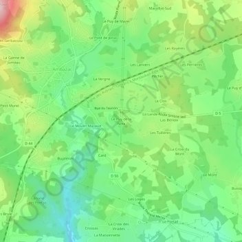 Le Puy de la Noix topographic map, elevation, terrain