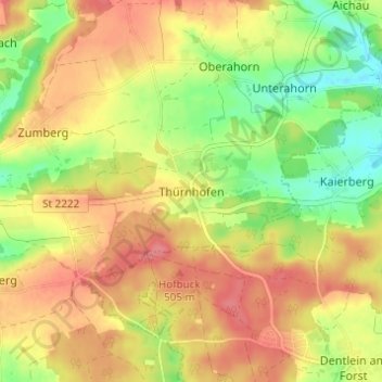 Thürnhofen topographic map, elevation, terrain
