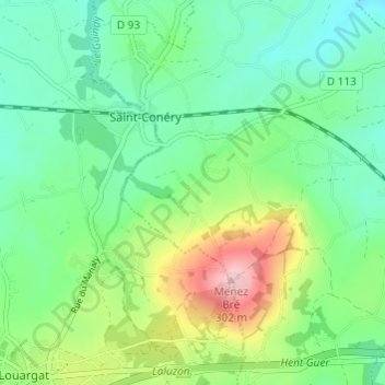 Kerhuel topographic map, elevation, terrain