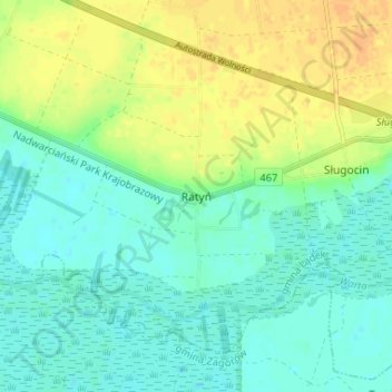 Ratyń topographic map, elevation, terrain