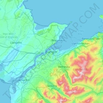 Bangor topographic map, elevation, terrain