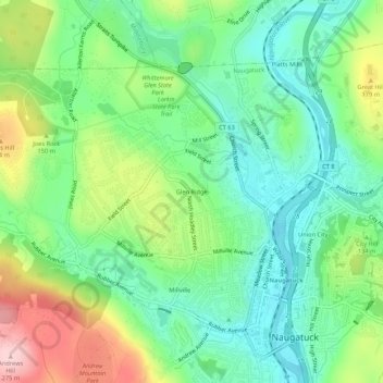 Glen Ridge topographic map, elevation, terrain