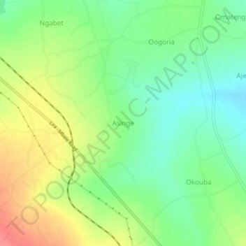 Asinge topographic map, elevation, terrain