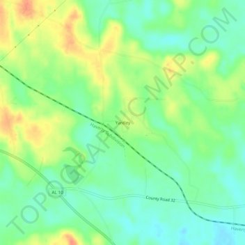 Yantley topographic map, elevation, terrain