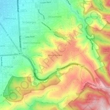 Mount Osmond topographic map, elevation, terrain