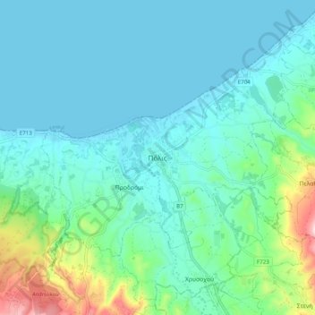 Polis topographic map, elevation, terrain