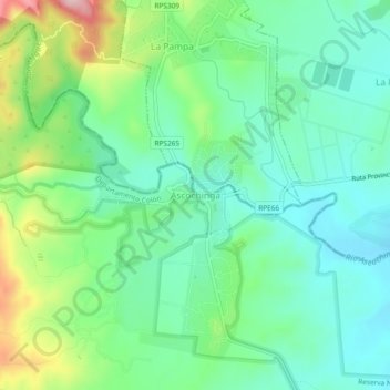 Ascochinga topographic map, elevation, terrain