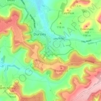 Woodmancote topographic map, elevation, terrain