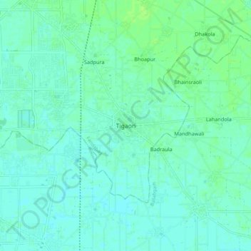 Tigaon topographic map, elevation, terrain