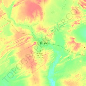 Kiffa topographic map, elevation, terrain