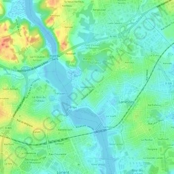 Kerentrech topographic map, elevation, terrain