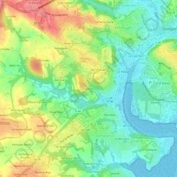 Kergestin topographic map, elevation, terrain
